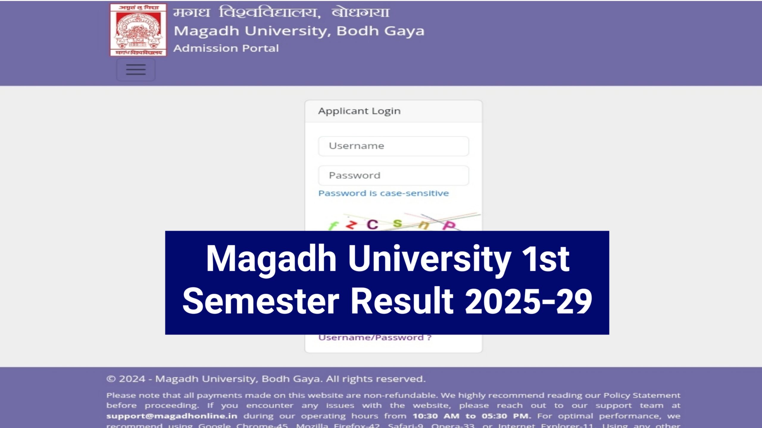 Magadh University 1st Semester Result 2025-29 : Magadh University First Semester Result 2026